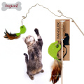 2018 mejores fuentes del gato Bell Interactive Cat Toy Nature Felt Feather Teaser